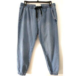 COTTON ON Unisex Drake Jogger Denim Blue Pants Jeans Drawstring - 36 x 28